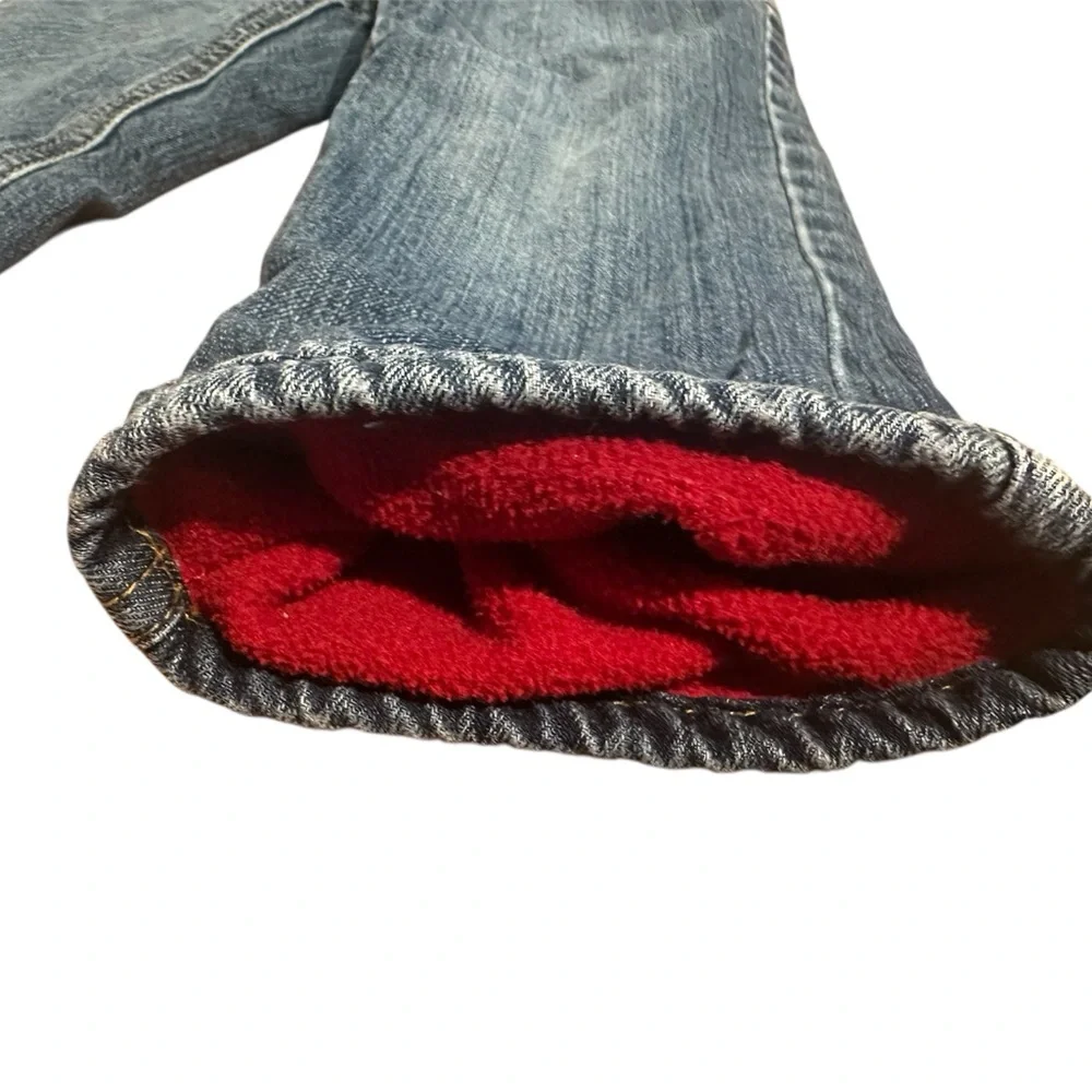 Old Navy Toddler Boys 3T Regular Fleece Lined Cold Weather Jeans Blue Red